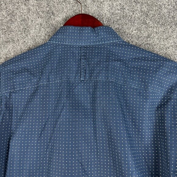 Banana Republic Shirt Mens Medium Grant Fit Custom Wash Blue White Polka Dot - Picture 8 of 8